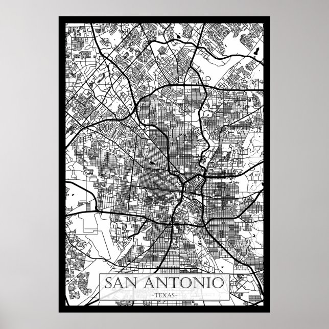 San Antonio USA City Map Poster (Front)