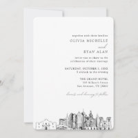 San Antonio Wedding Elegant Skyline Invitation