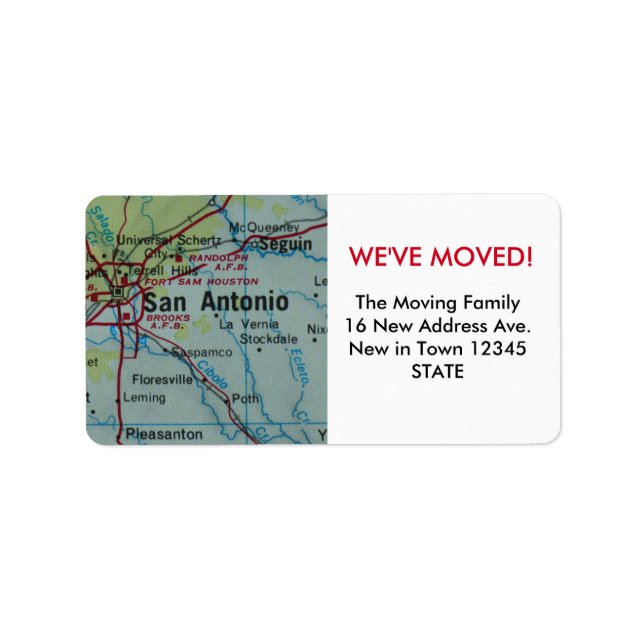 San Antonio We've Moved label (Front)