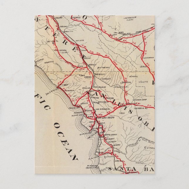 San Benito, Fresno, Monterey, San Luis Obispo Postcard (Front)