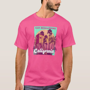 San Bernardino California palm tree beach retro vi T-Shirt