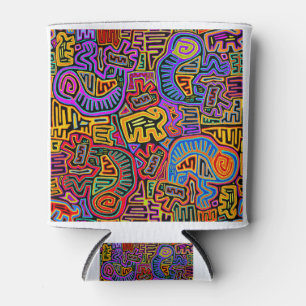 San Blas Island Mola Collage Can Cooler