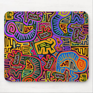 San Blas Island Mola Collage Mouse Mat