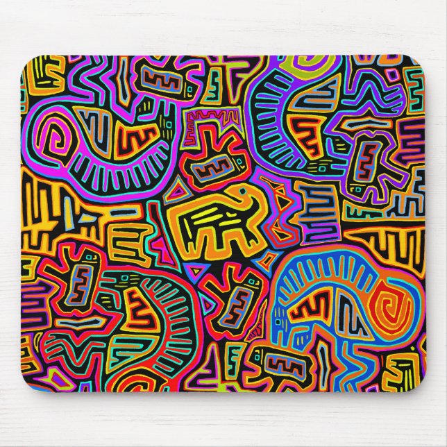 San Blas Island Mola Collage Mouse Mat (Front)