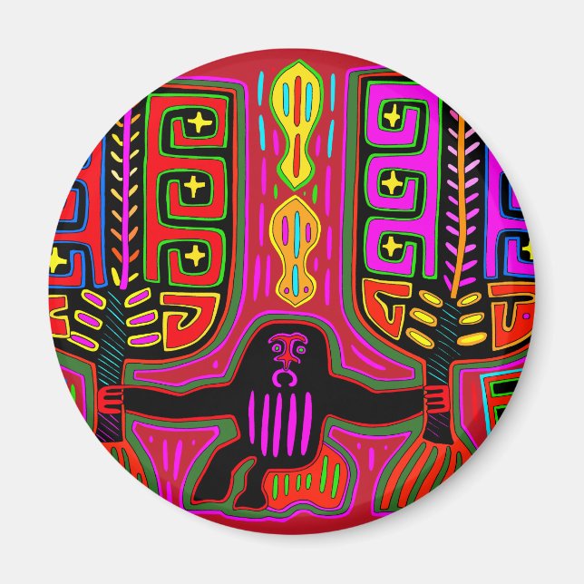 San Blas Kuna Man with Fans Magnet (Front)
