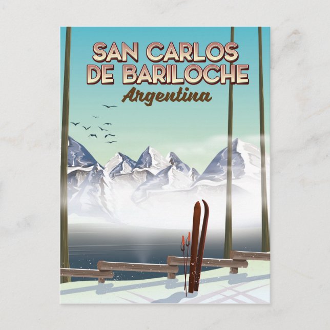 San Carlos de Bariloche Ski travel poster Postcard (Front)