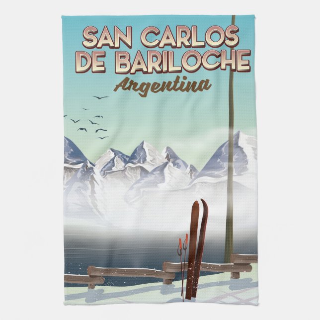 San Carlos de Bariloche Ski travel poster Tea Towel (Vertical)