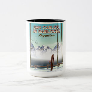 San Carlos de Bariloche Ski travel poster Two-Tone Coffee Mug