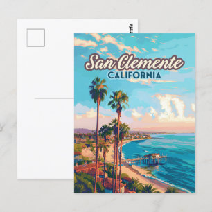 San Clemente California Beach Orange County Retro Postcard