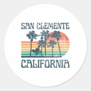 San Clemente California Beach Summer Vacation Vint Classic Round Sticker