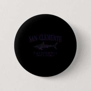 San clemente california shark vintage plum art 6 cm round badge