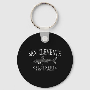 San Clemente California Shark White Art Vintage Key Ring