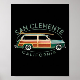 San Clemente California Vintage Surfing  Poster