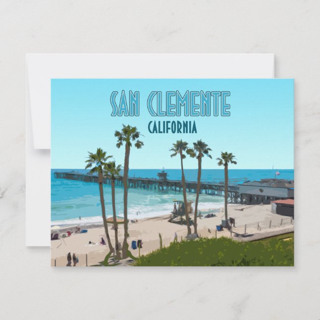 San Clemente Pier Beach California Flat Card (Front)