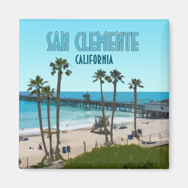 San Clemente Pier Beach California Vintage Magnet (Front)