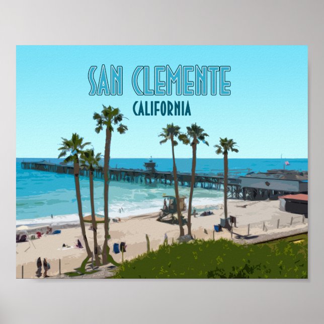 San Clemente Pier Beach California Vintage Poster (Front)