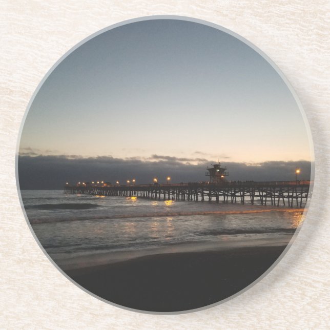 san clemente pier night time ocean california coaster (Front)