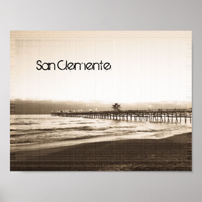 San Clemente pier vintage California photo Poster (Front)