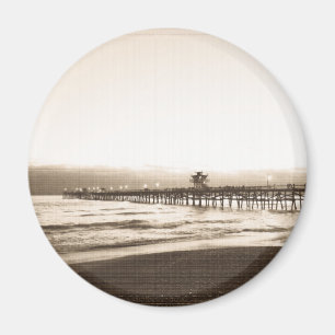 San Clemete pier California beach vintage photo Magnet