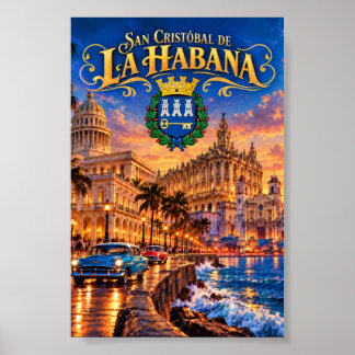 San Cristóbal de La Habana Vintage Travel Poster, Poster