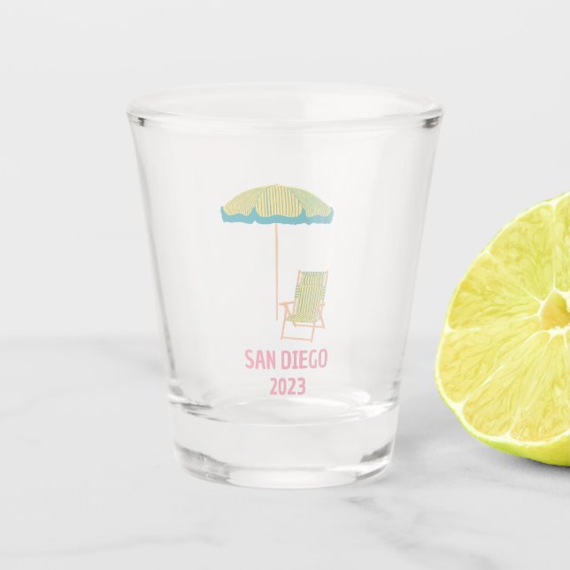 San Diego Bachelorette Shot glass for bridesmaid (Front)