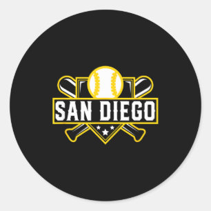 San Diego Baseball Home Plate Crossed Bats T Shirt Classic Round Sticker