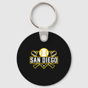 San Diego Baseball Home Plate Crossed Bats T Shirt Key Ring