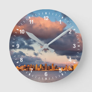 San Diego Bay City Skyline Round Clock