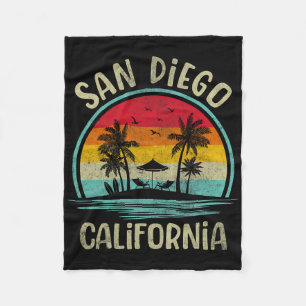 San Diego Beach California Palm Tree Family Summer Fleece Blanket