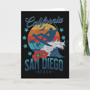 San Diego Beach California Surfing Vintage Vacatio Card