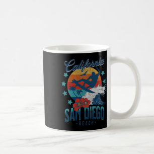 San Diego Beach California Surfing Vintage Vacatio Coffee Mug