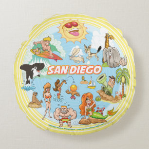 San Diego Beach Life Round Cushion