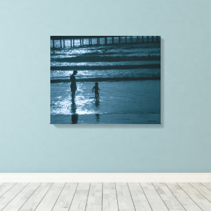 San Diego Beach Silhouette Beach Kids Canvas Print