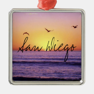 San Diego Beach Sunset Metal Tree Decoration