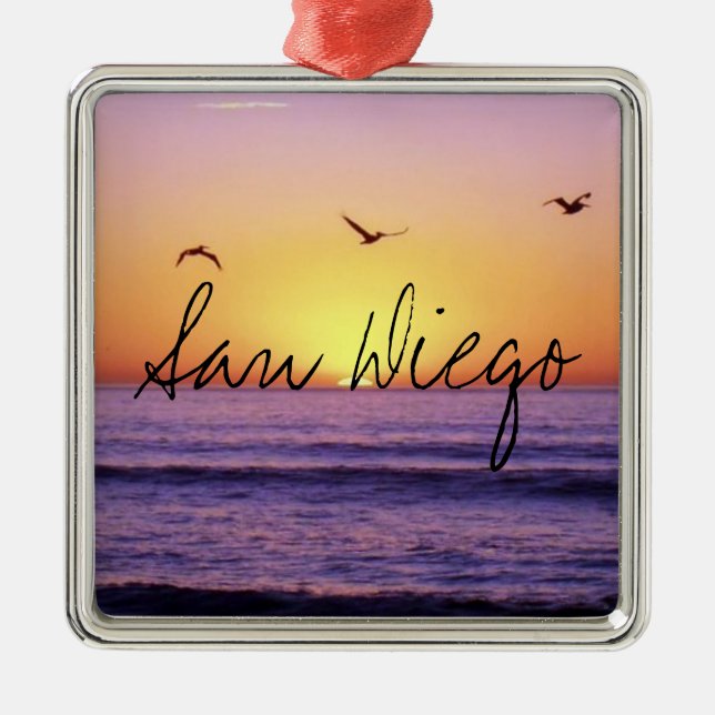 San Diego Beach Sunset Metal Tree Decoration (Front)