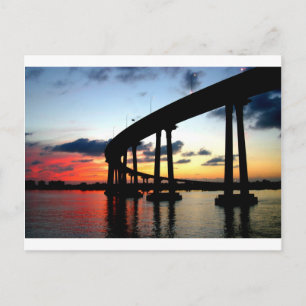 San Diego Bridge Sunset Postcard