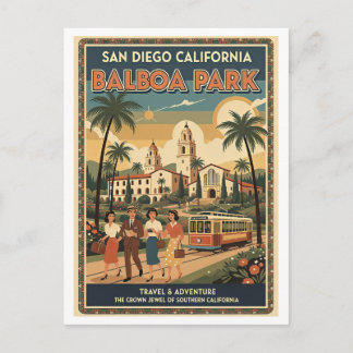 San Diego CA Balboa Park Retro 1950s Postcard