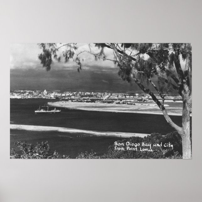 San Diego, CA Bay and City from Point Loma Poster (Front)