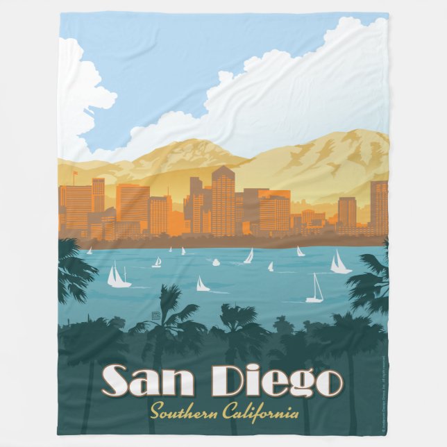 San Diego, CA Fleece Blanket (Front)
