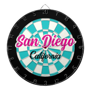 San Diego CA Hot Pink Turquoise White Black Dartboard