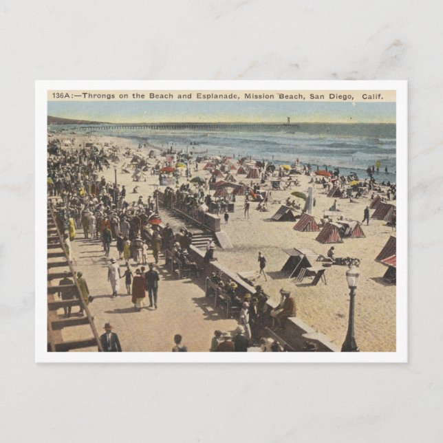 San Diego CA, Mission Beach 1945 Vintage Postcard (Front)