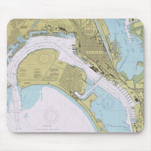 San Diego CA Nautical  Harbour Chart mousepad (Front)