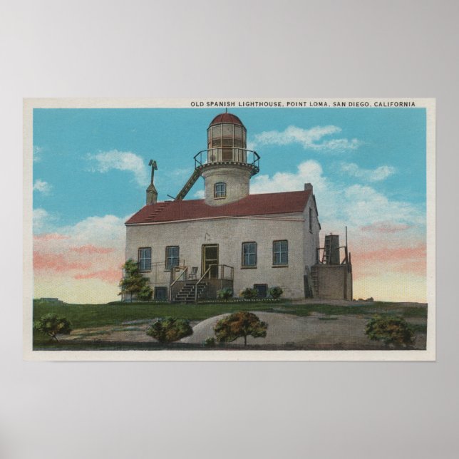 San Diego, CA - Old Spanish Lighthouse at Poster (Front)