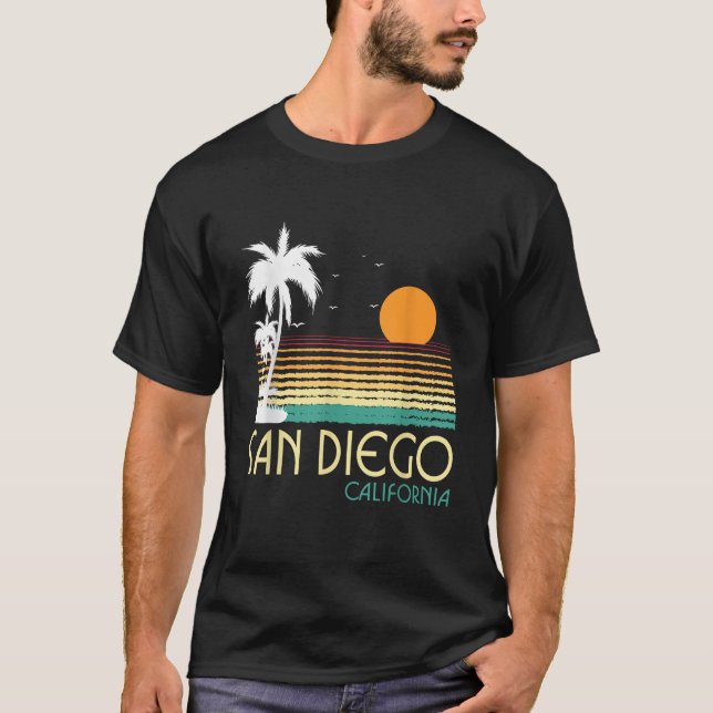 San Diego CA Palm Trees California Souvenir Retro  T-Shirt (Front)