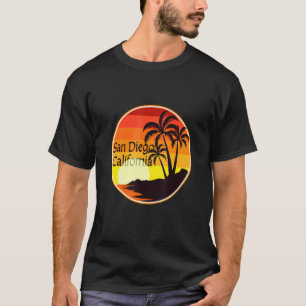 San Diego, CA Sunset, Palm Trees, Beach, Tourist,  T-Shirt