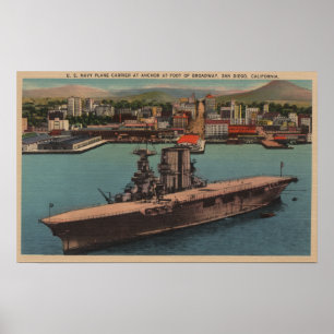 San Diego, CA - View U.S. Navy Aircraft Carrier Poster