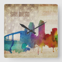 San Diego, CA | Watercolor City Skyline