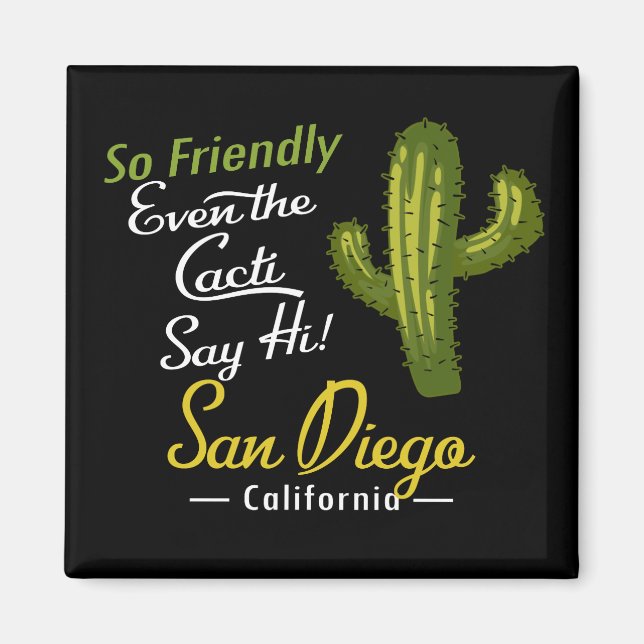 San Diego Cactus Funny Retro Magnet (Front)