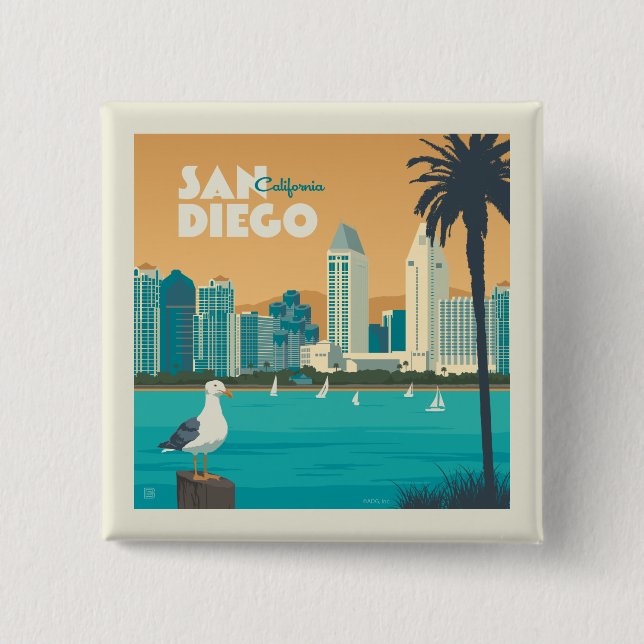 San Diego, California 15 Cm Square Badge (Front)