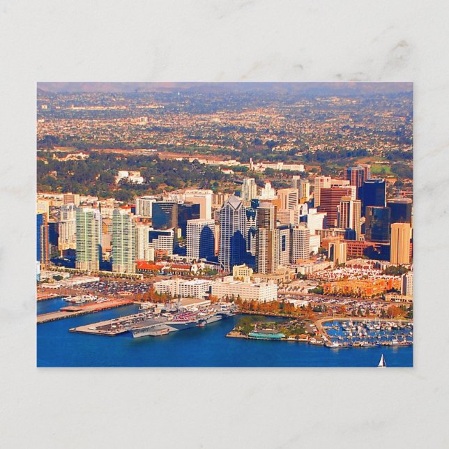 san diego california aerial view postcard (Front)